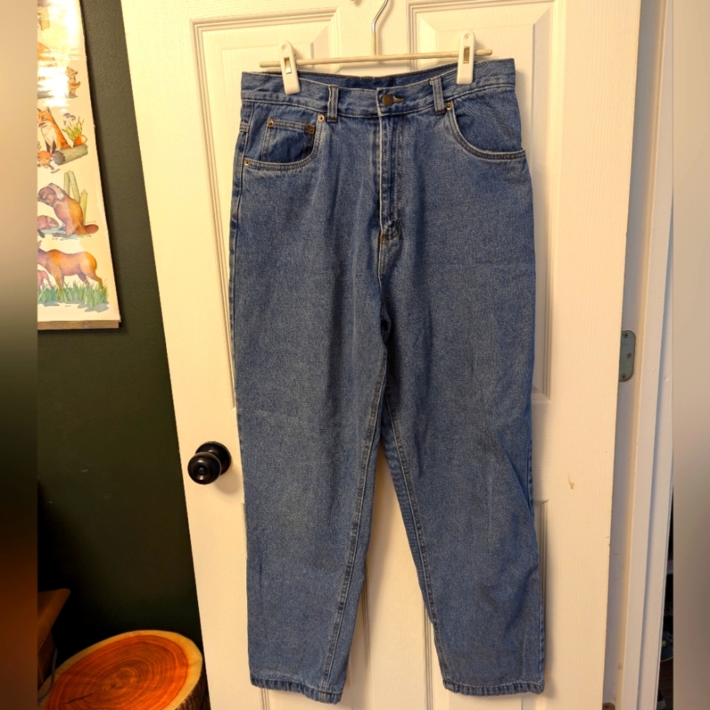 Vintage red flannel lined jeans, women's 12